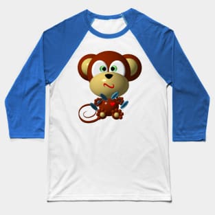 Cute Mighty Muscular Monkey Baseball T-Shirt